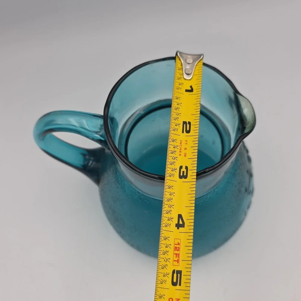 1970s peacock blue ice water glass carafe Only